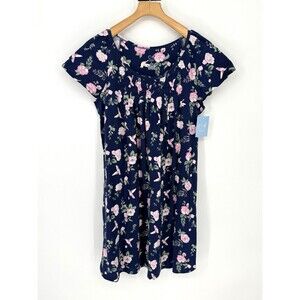 Adonna Sleepwear Cotton Cottage Floral Navy Blue Sleepwear Nightgown Medium NWT